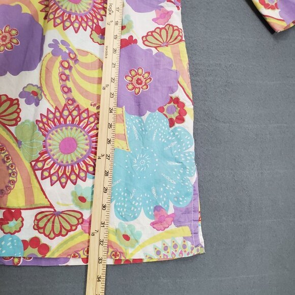 BODEN Womens Swim Cover Size 4 Jeweled‎ Tunic Floral Retro Sleeves Purple Blue - Picture 6 of 8
